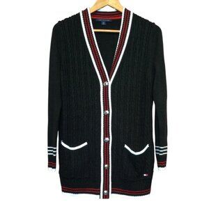 Tommy Hilfiger Women Cable Knit Cardigan Sweater Size M Old Money Preppy Classic